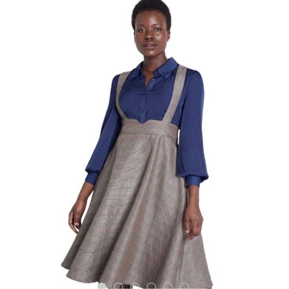 Modcloth Plaid A-Line Suspender Skirt